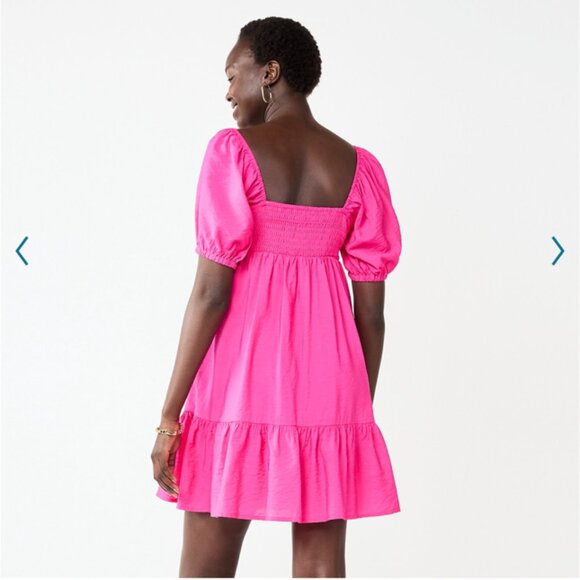 Babydoll Sweetheart Neckline Balloon Short Sleeves Mini Dress 0X - Picture 2 of 9